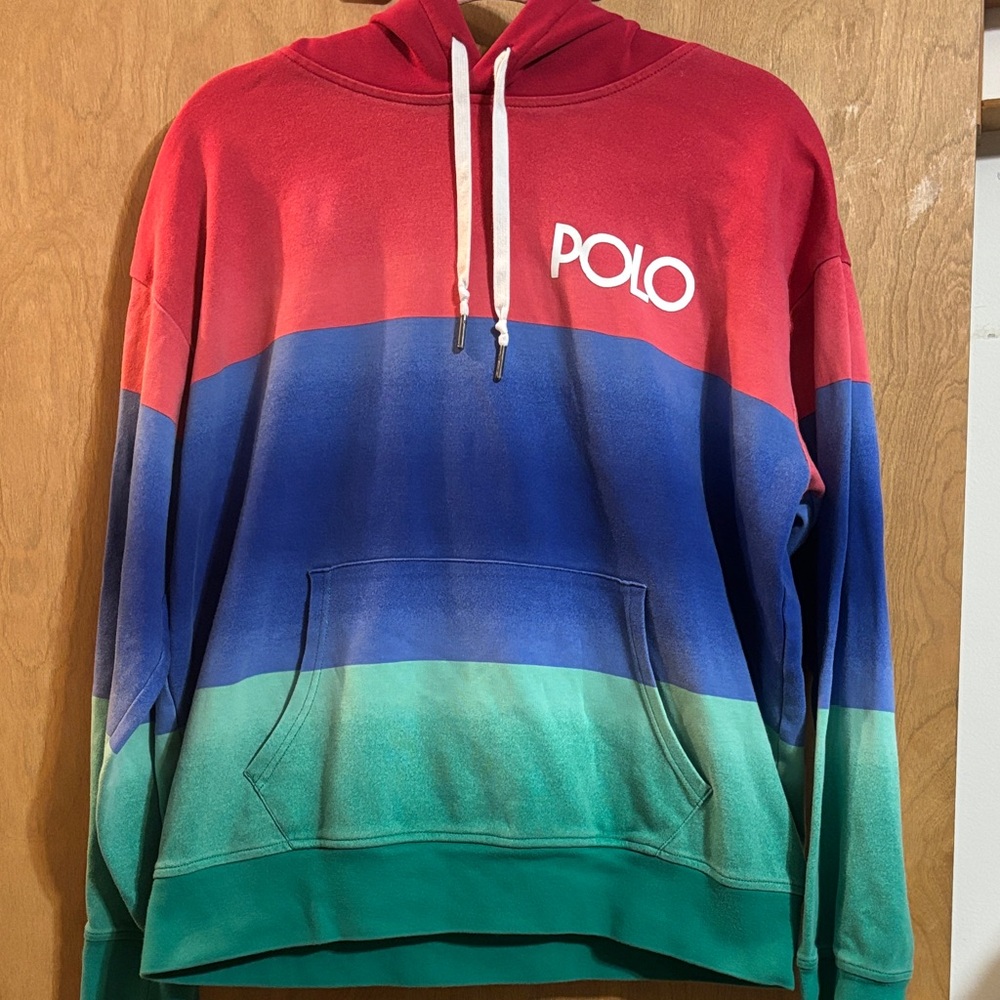 Polo by Ralph Lauren Men's Red, Blue, and Green Hoodie